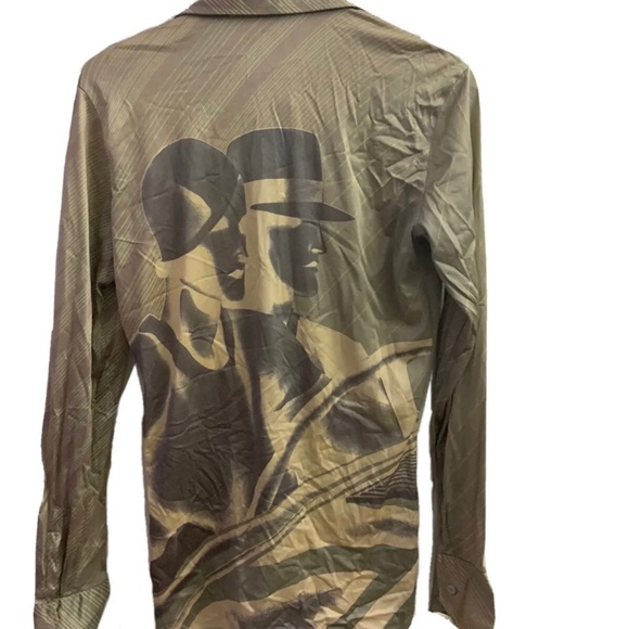 Vintage 70s Disco Button Down Shirt Nik Nik Dagger Collar Medium Made In Italy - Picture 2 of 4